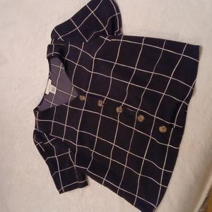 Black grid print top